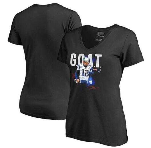 Women New England Patriots Tom Brady Pro Line by Fanatics Branded GOAT Slim Fit V Neck T-Shirt Black FengYun,We sell and wholesale Women New England Patriots Tom Brady Pro Line by Fanatics Branded GOAT Slim Fit V Neck T-Shirt Black FengYun on line form chian!